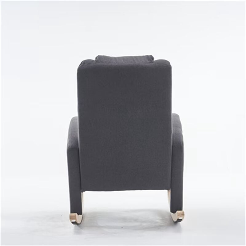 Rocking Chair Nursery - Modern Linen Upholstered Gliding Rocker Chair Lounge Chair with Adjustable Footrest, High Back Wingback Armchair Comfy Single Sofa Chair for Living Room, Dark Gray