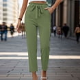 thumbnail image 2 of WCMZJ Women's Cropped Paper Bag Waist Pants with Pockets Slim Fit Casual Office Pencil Pants Summer Spring Striaght Leg Trousers with Tie Green XL, 2 of 7