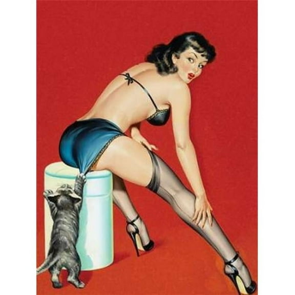 Mid-Century Pin-Ups - Flirt Magazine - Playful Pussy Poster Print by Peter Driben (18 x 24)