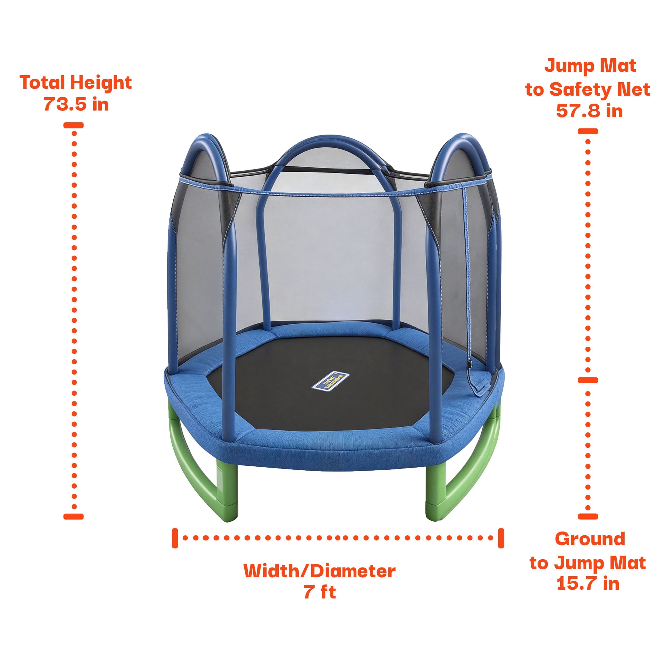 Bounce Pro 7-Foot Trampoline Hexagon for Kids (3-10), Blue/Green