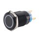 thumbnail image 1 of Interruptor plano de botón pulsador con pestillo autoblocante impermeable negro de 19 mm 12-24 V ON/OFF LED azul, 1 of 5