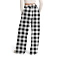 thumbnail image 3 of WTOBBY Women's Wide Leg Casual Pants High Waist Plaid Sports Trousers, Comfortable Stretch Athletic Pants for Jogging and Lounge Wear,White S, 3 of 6