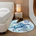 thumbnail image 3 of Blue Coastal Turtle Round Area Rug 4 FT, Non Slip Indoor Outdoor Rug, Summer Beach Coral Nautical Washable Soft Circular Carpet Non-Shedding Floor Mat for Coffee Table Nursery Foyer Balcony, 3 of 8