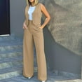 thumbnail image 5 of qolati Womens Blazer Set Sleeveless V Neck Vest Tops Waistcoat and Wide Leg Long Pants 2 Piece Pants Suit 2024 Business Work Casual Matching Set, 5 of 9