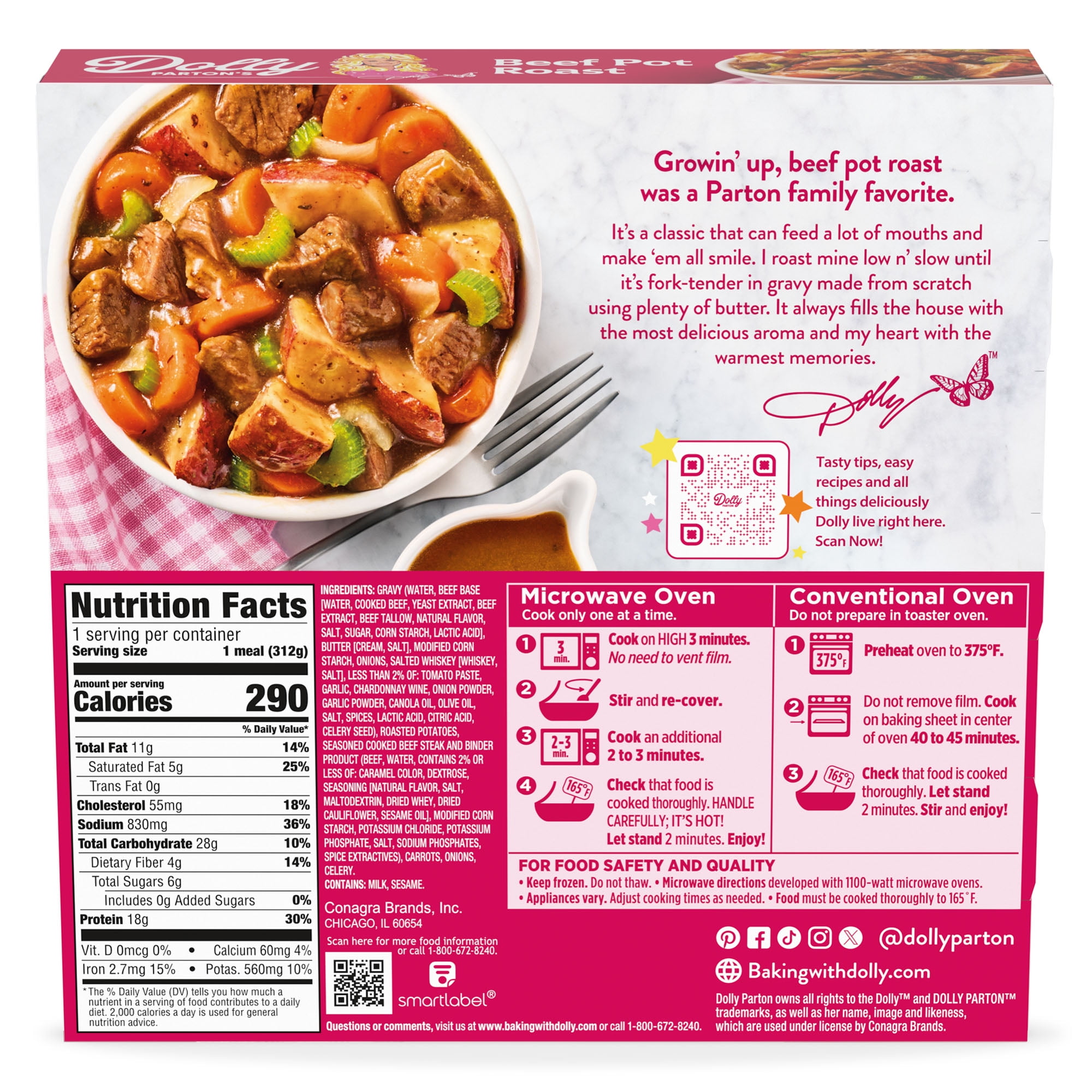 Dolly Parton's Beef Pot Roast With Vegetables in Southern Style Gravy 11 oz (frozen)