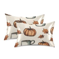 Yayeee Pillowcase King Size Set of 2 Satin Wrinkle Resistant Pillow Case, Fall Leaves