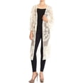 thumbnail image 1 of Womens Long Embroidered Lace Kimono Cardigan with Half Sleeves, 1 of 4