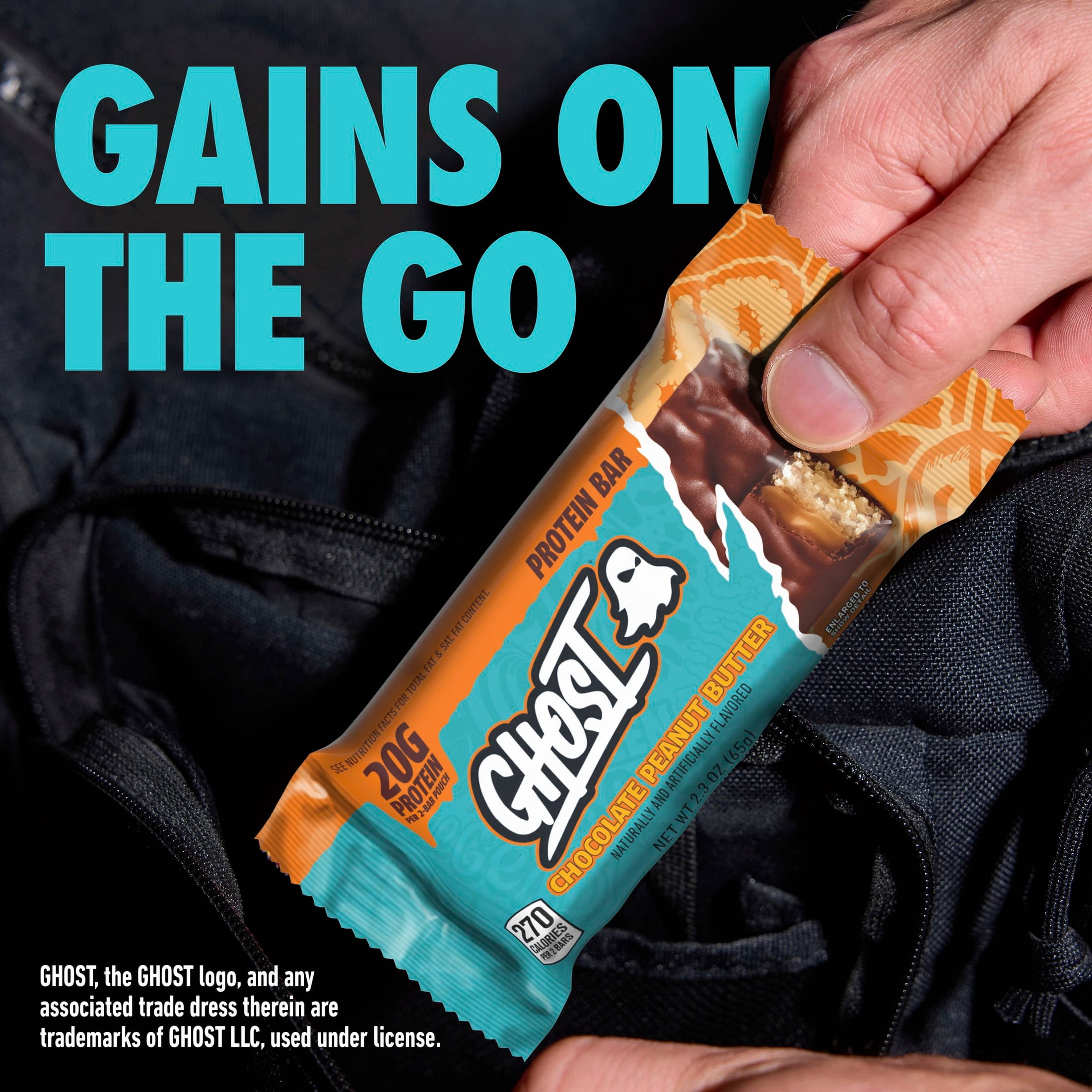 GHOST PROTEIN BAR, CHOCOLATE PEANUT BUTTER Flavor, 20G Protein, 2G Sugar, 4 Ct, 9.2 oz