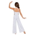 thumbnail image 2 of Eandarui Kids Girls Lyrical Dance Outfit Wide Leg Jumpsuit Sparkly Rhinestone Jazz Ballet Gymnastics Leotard Dress White 16, 2 of 5