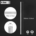 thumbnail image 3 of Uxcell 6-Pack Fully Threaded Rod, M4x150mm 201 Stainless Steel Right Hand Thread Bar Studs with Hex Nuts and Washers, 3 of 7