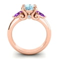 thumbnail image 4 of Diamond-Capitals 2.50 Carat Elegant Round Cut Aquamarine & Amethyst Gemstone 3 Stone Ring for Anniversary Gift 18K Rose Gold Size 10, 4 of 8