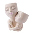 thumbnail image 1 of [Khaki] Two-headed Resin Handicraft Flower Arrangement Innovative Flower Pot, 1 of 8