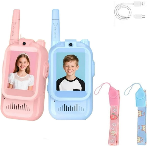 Video Walkie Talkies for Kids, Pack Rechargeable Walkie Talkies with Screen, 150m-500m & WiFi with 4 Voice Effects, Rechargeable Toy Radios for Ages 3-12