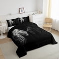 thumbnail image 3 of Feelyou Black White Lion Bedding Comforter Set for Adult, Valentines Day Twin Comforter Sets, Couple Animal Theme Reversible Bedding Set, Luxury Bedroom Decor, 2-Piece, 3 of 8