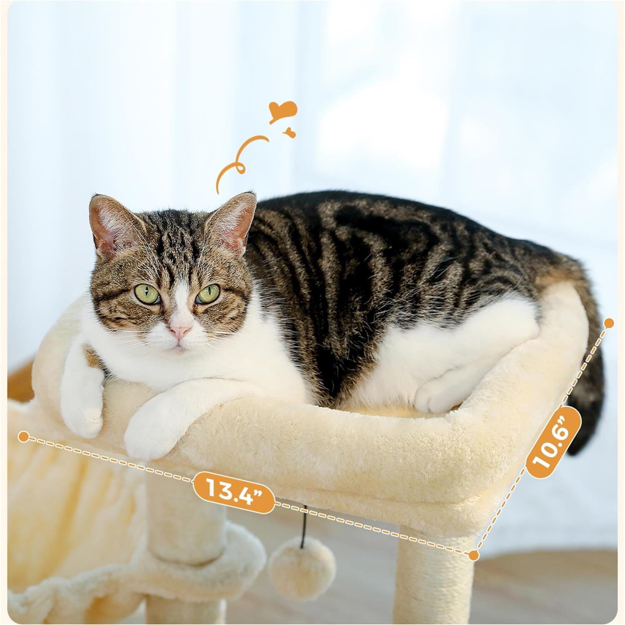 Pefilos 31" Multi-Level Cat Tree Tower, Cute Sisal Play House Climber Activity Centre Furniture with Scratching Posts Hammock Dangling Ball, Beige Pefilos 31" Multi-Level Cat Tree Tower, Cute Sisal Play House Climber Activity Centre Furniture with Scratching Posts Hammock Dangling Ball, Beige