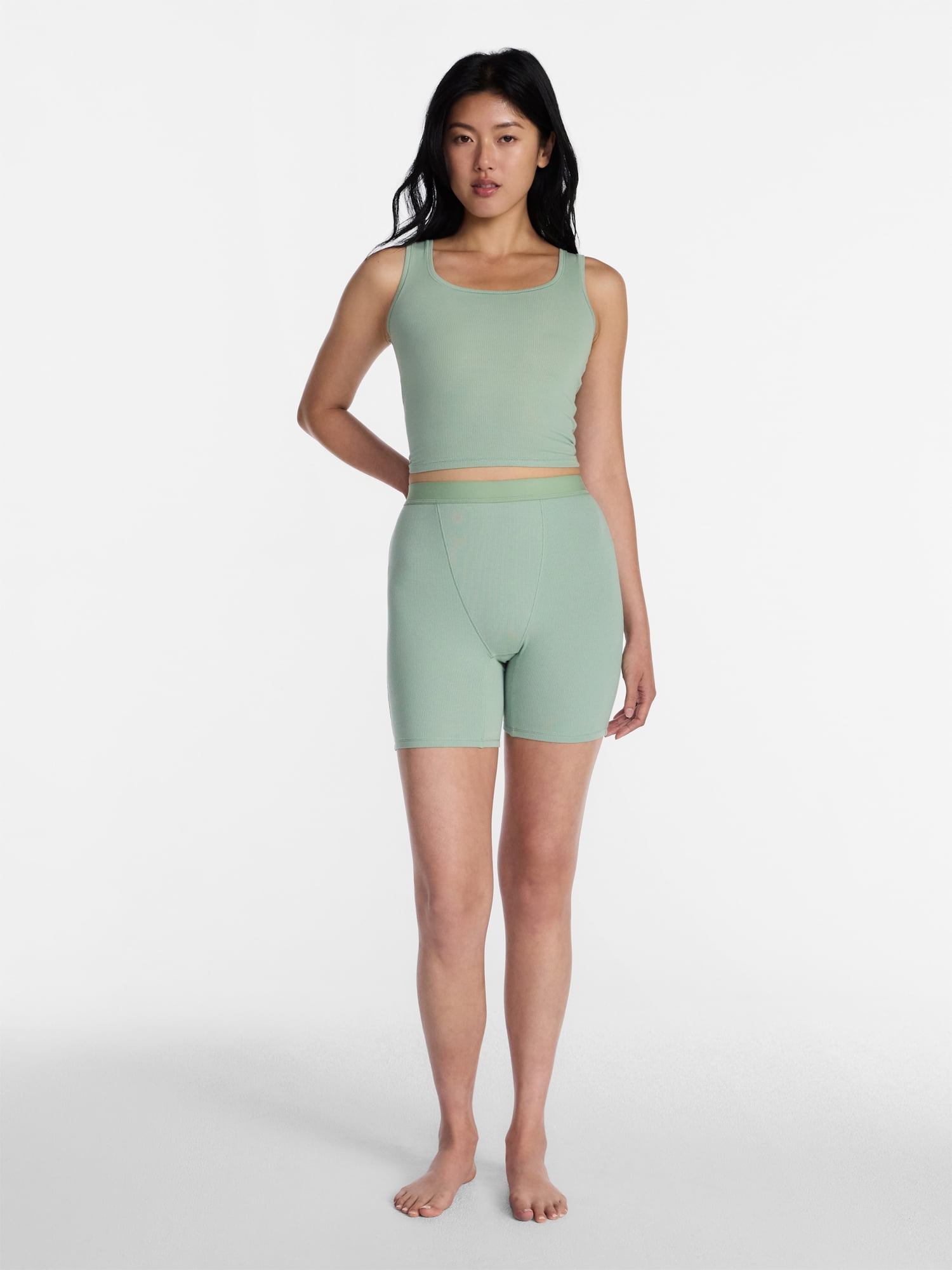 No Boundaries Cotton Stretch Ribbed Boxer Shorts, Women's XS-XXXL