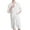 White, variant on Men's Soft House Coat Summer Robe Waffle Housecoat Cool Knee Length Zipper Fall Long Zip Up 3/4 Sleeve Loose Bathrobe White Large