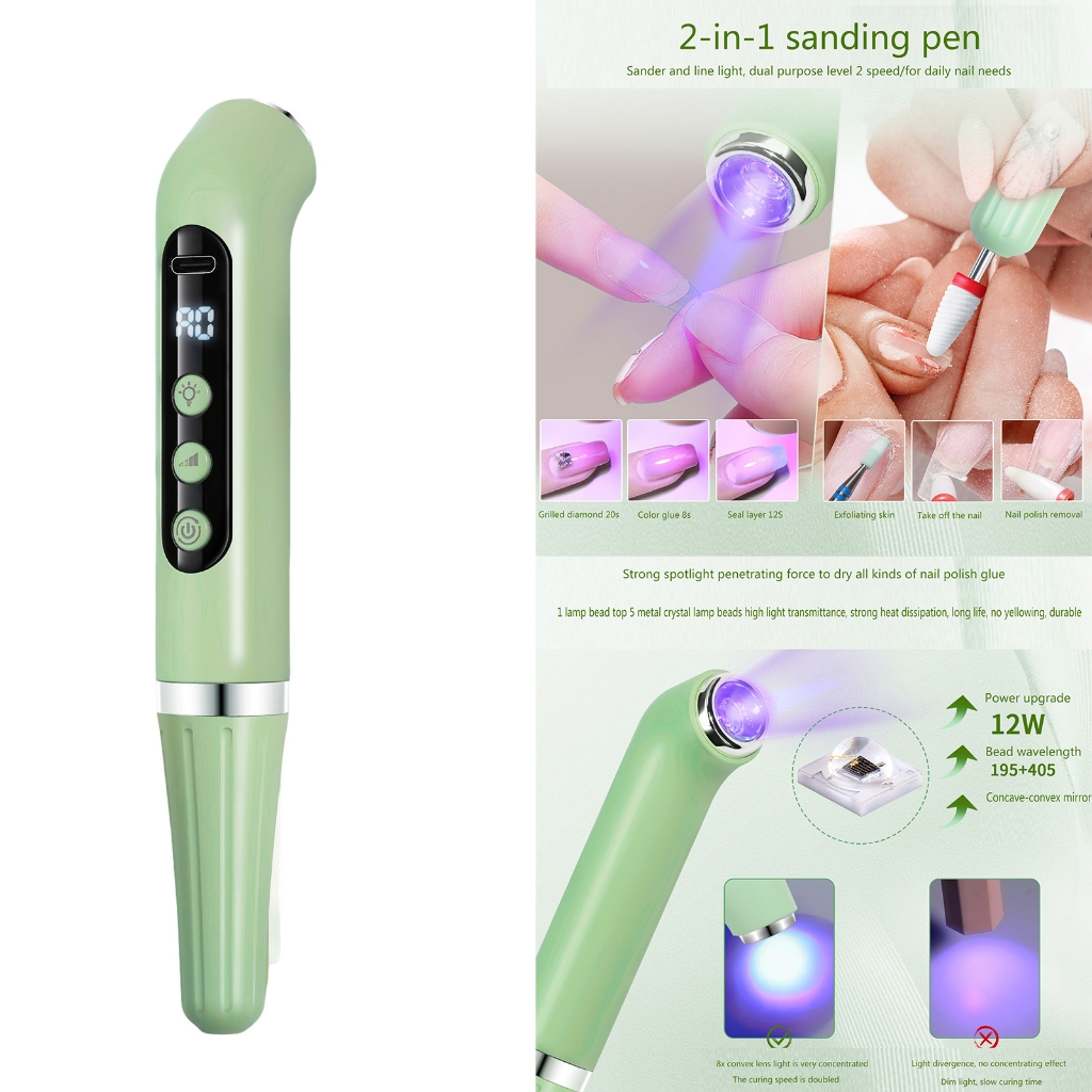 2 in 1 Electric Nail Drill Machine with Nail Lamp Nail File for Salons Home Use