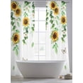thumbnail image 5 of Sunflower Sheer Curtains 96 Inch Length 2 Panels Set, Butterfly Flowers Green Leaf Watercolor White Voile Window Treatment Semi Sheer Long Curtains Drapes for Bedroom/Living Room/Kitchen 52"x96"x2, 5 of 7