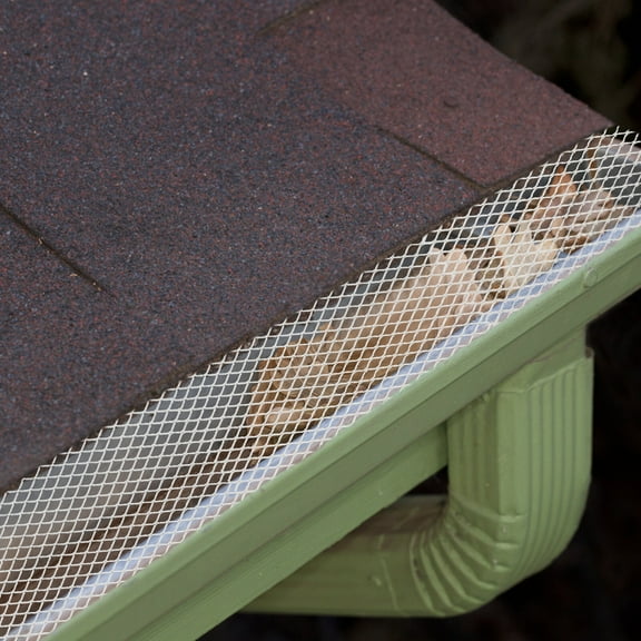 5x50ft Aluminum Gutter Guard Mesh, 12.7cm*15.24m Diamond Holes, Burr-Free Surface, 1 Pair Gloves Included for Outdoor Drain Protection