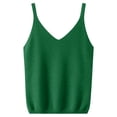 thumbnail image 3 of WULMLEO Women's V-Neck Knit Tank Top – Soft Stretchy Sleeveless Sweater in White, Perfect for Layering & Casual Wear Green M, 3 of 4