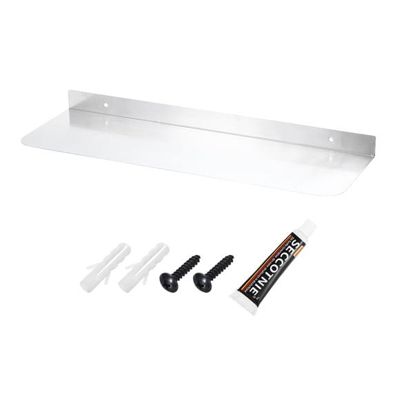 Uxcell Aluminum Shelves for Wall 16" Silver Floating Shelves Wall Mount Display Shelf Organizer for Bathroom