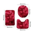 thumbnail image 3 of Bathroom Rug Set Winter Thicken Soft Plush Bath Mats Square & U Shape Bath Mat with Toilet Lid Cover, Machine Washable (Red), 3 of 6