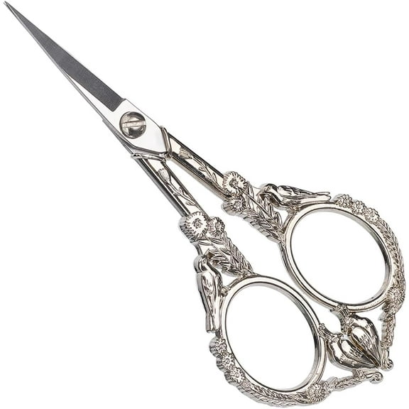 Bird European Scissors Silver Stainless Steel Dragon Phoenix Sewing Embroidery Scissors Threading Needlework Birds Stork Pointed Tip Shears Scissor for DIY Craft Stitch Cutting diy