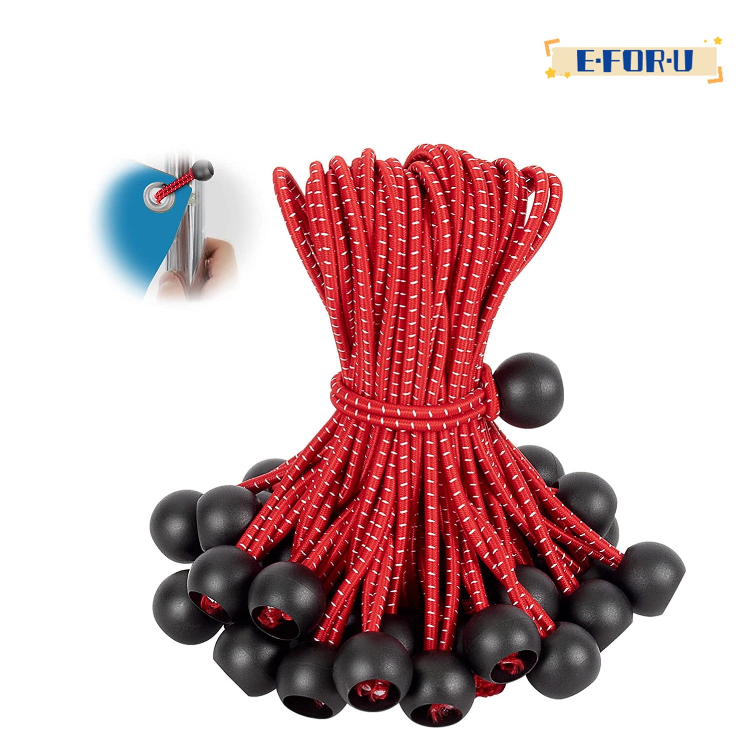 Tarp Ball Bungee Cords 6 Inch,50 PCS Tarp Bungee Balls Ties Heavy Duty Canopy Tarp Tie Down