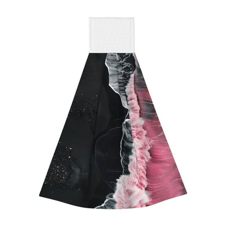 

Disketp Pink White Ocean Waves Hanging Kitchen Towel Tie Towels Tea Bar Dish Cloths Dry Towel for Laundry Room Decor (18*14in)