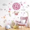 thumbnail image 1 of Calcomanías de globos de aire caliente para pared de animales, globos de flores, pegatinas de pared de conejo, decoración de pared para sala de juegos de dormitorio de niñas y bebés, 1 of 5