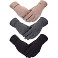 thumbnail image 1 of Guantes Patelai de invierno para enviar mensajes de texto con pantalla táctil para mujer, 3 pares, 1 of 7