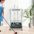 thumbnail image 5 of 12 Hooks Broom and Mop Holder Garden Tool Organizer Mobile Cleaning Trolley Mop Rack Floor Standing Cleaning Tool Cart Storage 10 Slots for Garden Garage Schools Hospitals Factories Hotels, 5 of 16