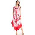 thumbnail image 5 of Sakkas Peacock Feather Caftan Dress / Cover Up - Coral - One Size, 5 of 5