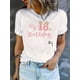 thumbnail image 1 of Camiseta De Verano Con Cuello Redondo Para Mujer, Camisetas De Verano Para Ir De Compras En La PlayaSimple English Pink Crown Pattern Print Women's Fashion Trendy Round Neck Short Sleeve, Simple Cas, 1 of 6