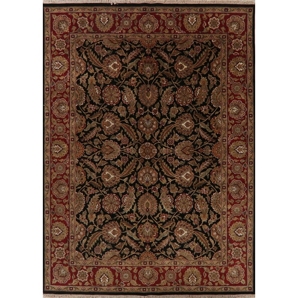 Floral agra oriental black area rug wool handmade 9x12 Floral Agra Oriental Black Area Rug Wool Handmade 9x12 - Walmart.com