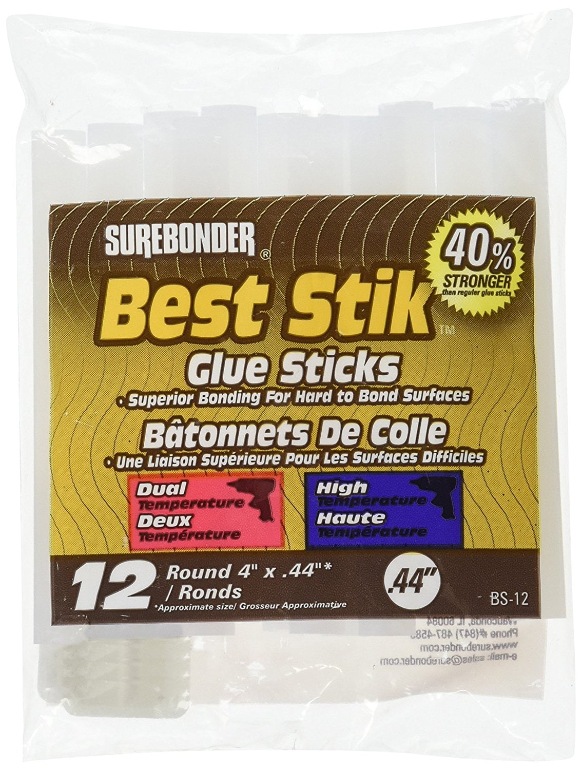BS12 High Temperature Regular Size Round Glue Stick, 7/16" x 4" Size