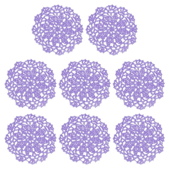 Fabric Coasters, 8pcs 4" - Cotton Woven Crochet Doilies, Lace Embroidery Cup Mat with Floral Pattern for Wedding Party Decoration (Light Purple)