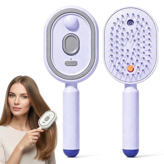 Electric Spray air Cushion Massage Comb,Steam Hair Straightener Brush , USB Rechargeable steam Straightening Comb,  Hydrating Nourishing Steam Brush for All Hair Types (Purple)