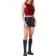 thumbnail image 2 of INSPIRAR CHIC Top sin mangas de lentejuelas para mujeres, blusa corta de cuello redondo, brillante y chispeante, para fiestas y salidas nocturnas, color rojo M, 2 of 6