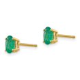 thumbnail image 2 of Auriga 14k Yellow Gold Emerald Stud Earrings for Women(L- 6mm, W- 4mm), 2 of 5