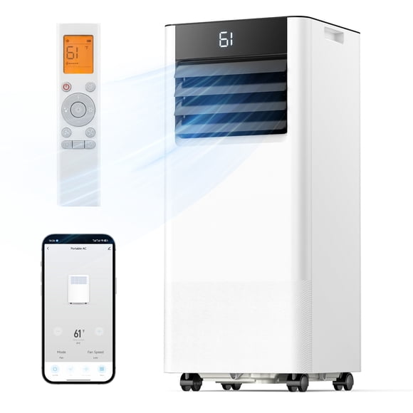 SIMZLIFE 10000 BTU Portable Air Conditioner with WIFI and Remote Control,Small AC Unit with Dehumidifier and Fan for Rooms up to 550 Sq. Ft., White