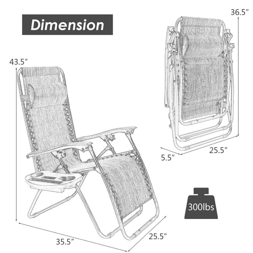 Aimee Lii Outdoor Folding Zero Gravity Reclining Lounge Chair with Utility Tray, Outdoor Patio Furniture, Black Aimee Lii Outdoor Folding Zero Gravity Reclining Lounge Chair with Utility Tray, Outdoor Patio Furniture, Black