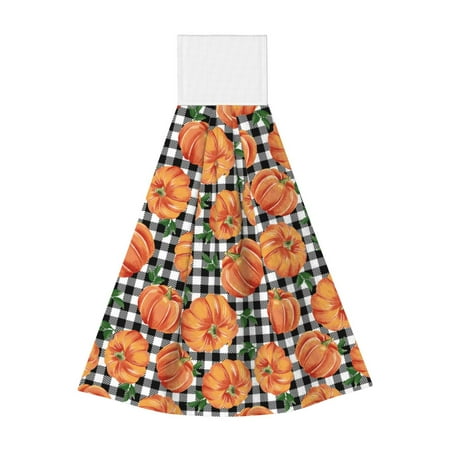 

Ocsxa Autumn Pumpkins Gingham for Hand Towels Hand Wipes with Velcro Soft and Fast Absorbent Hanging Towels Reusable Cleaning Cloth for Kitchen/Bathroom/Laundryroom 14x18In