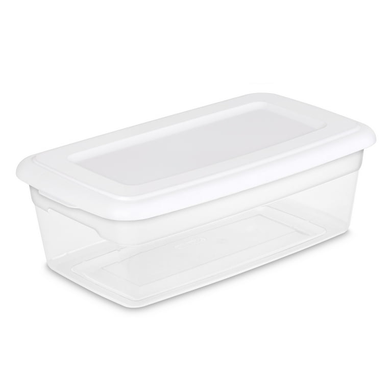 Sterilite 6 Qt Storage Box, Stackable Bin with Lid, Plastic Container to  Organize Shoes and Crafts on Closet Shelves, Clear with White Lid, 12-pack