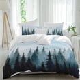 thumbnail image 2 of Forest Turquoise Bedding 3 Piece Duvet Cover Set Queen Size, Retro Trees Silhouette Landscape Soft Microfiber Comforter Cover with Zipper Closure & Pillowcases, Wrinkle & FadeResistant Quilt Cover, 2 of 9