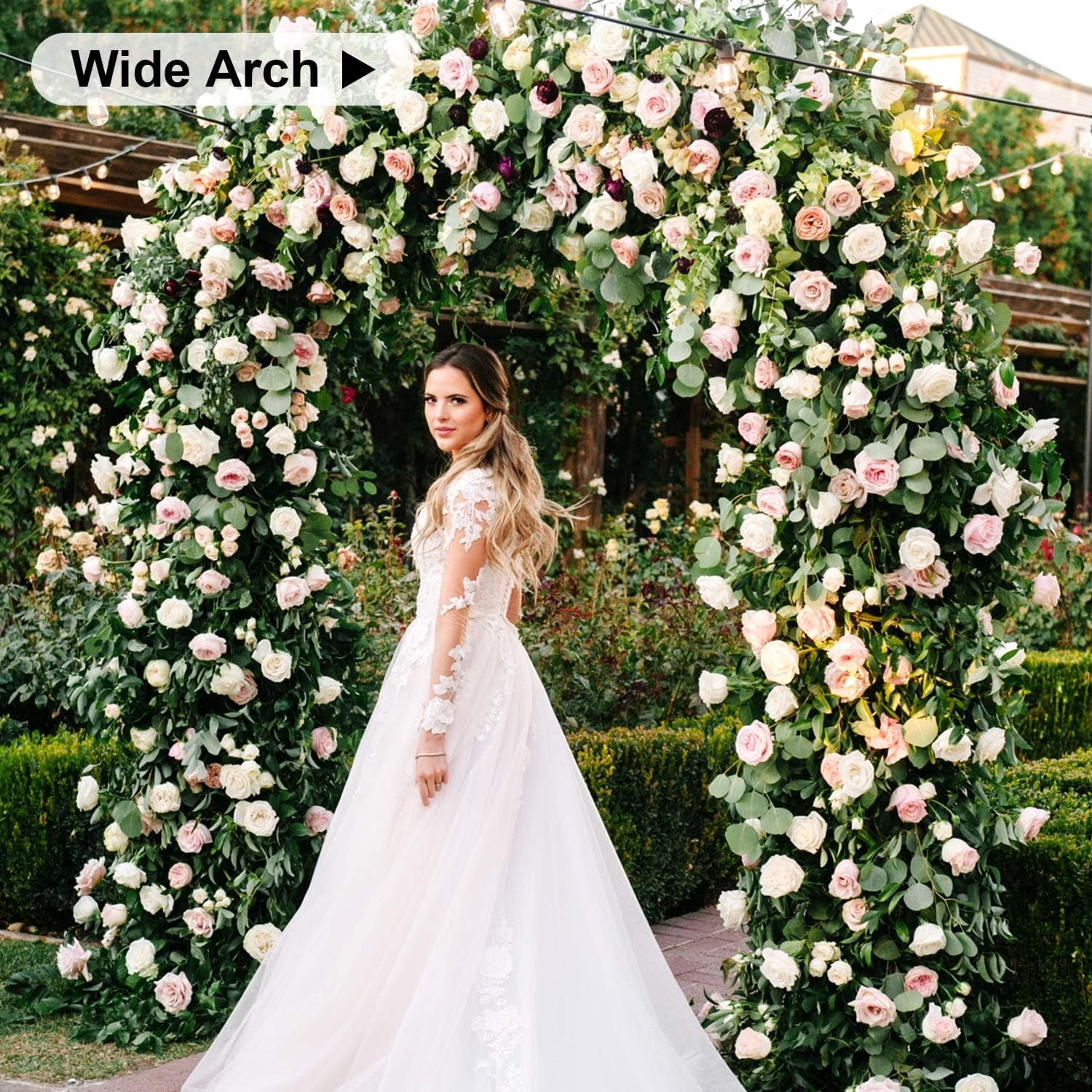 Trellis for  Garden Arch Wedding Arch 7.87 x 4.59 x 1.25FT Christmas Arch Backdrop Stand for Ceremony Metal Garden Trellis for Various Climbing Plant Garden Decor,Assemble Freely 2 Sizes,Black