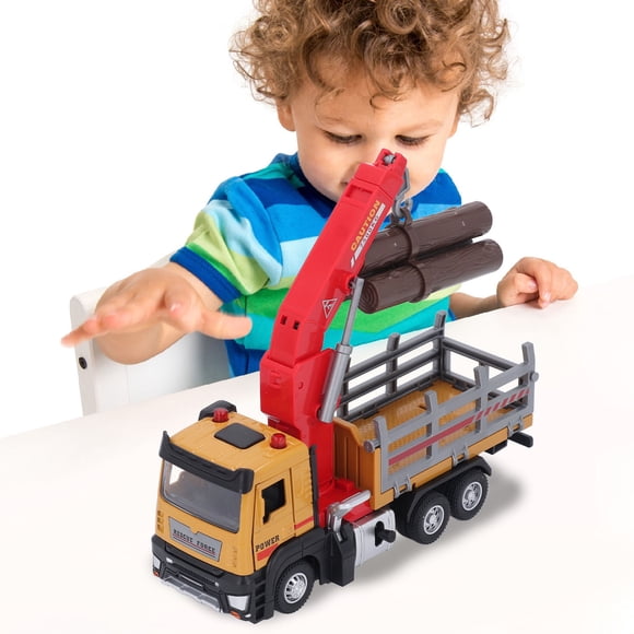 1:32 Timber Logging Truck,Semi Transport Tow Truck Hauler Playset for Kids