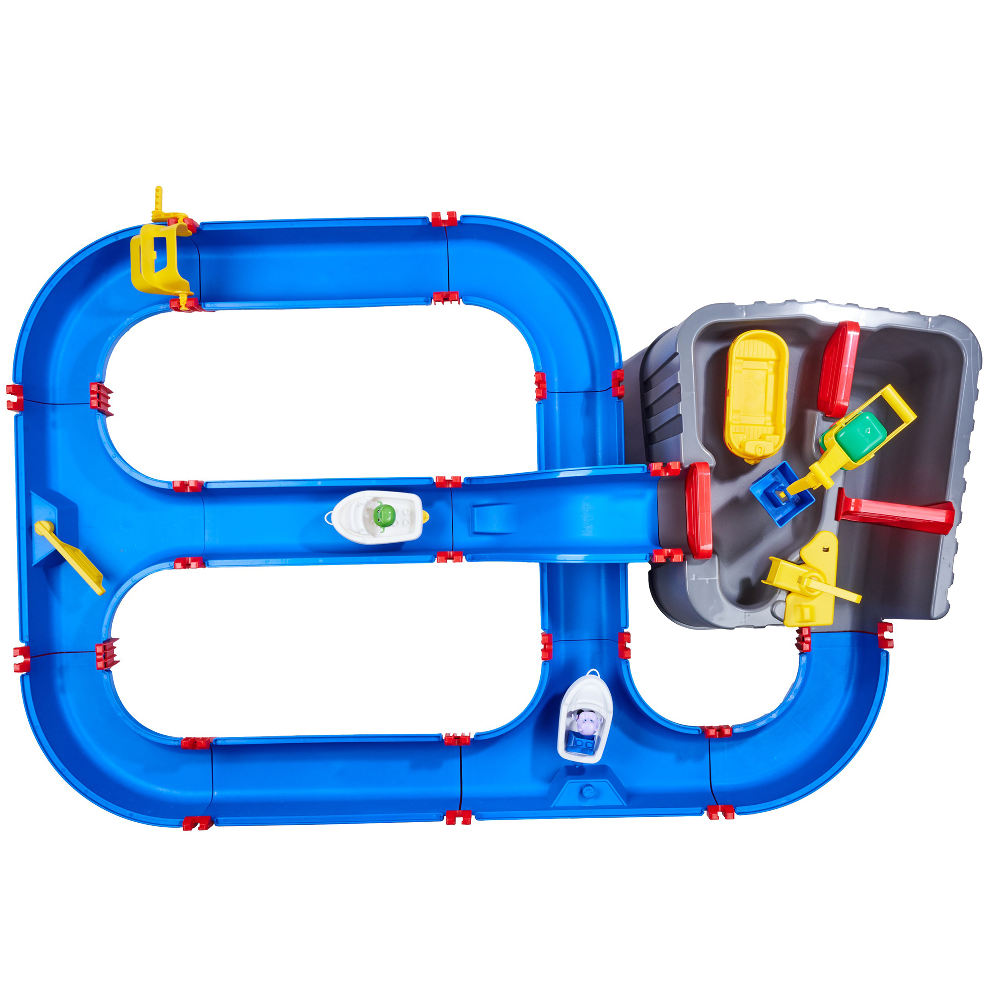 AquaPlay: Harbor Waterway Playset - 3 Toy Boats & 2 Animal Figures, Interactive Slide Canal System, Pump-Sluices-Crane, Outdoor Activity, Kids 3+