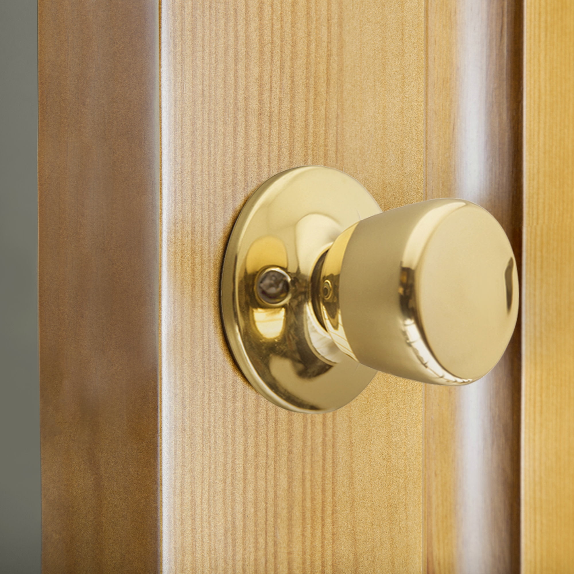Polished Brass Dummy Door Knob, Closet and French Door, Left or Right Hand